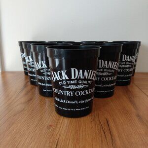 Vintage 90s Jack Daniels Cups "Country Cocktails" Set of 10 Black Tumblers